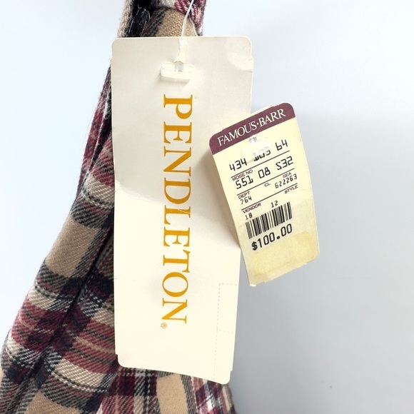 Vintage Pendleton Womens Wool Pleated Skirt Size 8 Deadstock Plaid Tan Red NEW - Picture 5 of 10